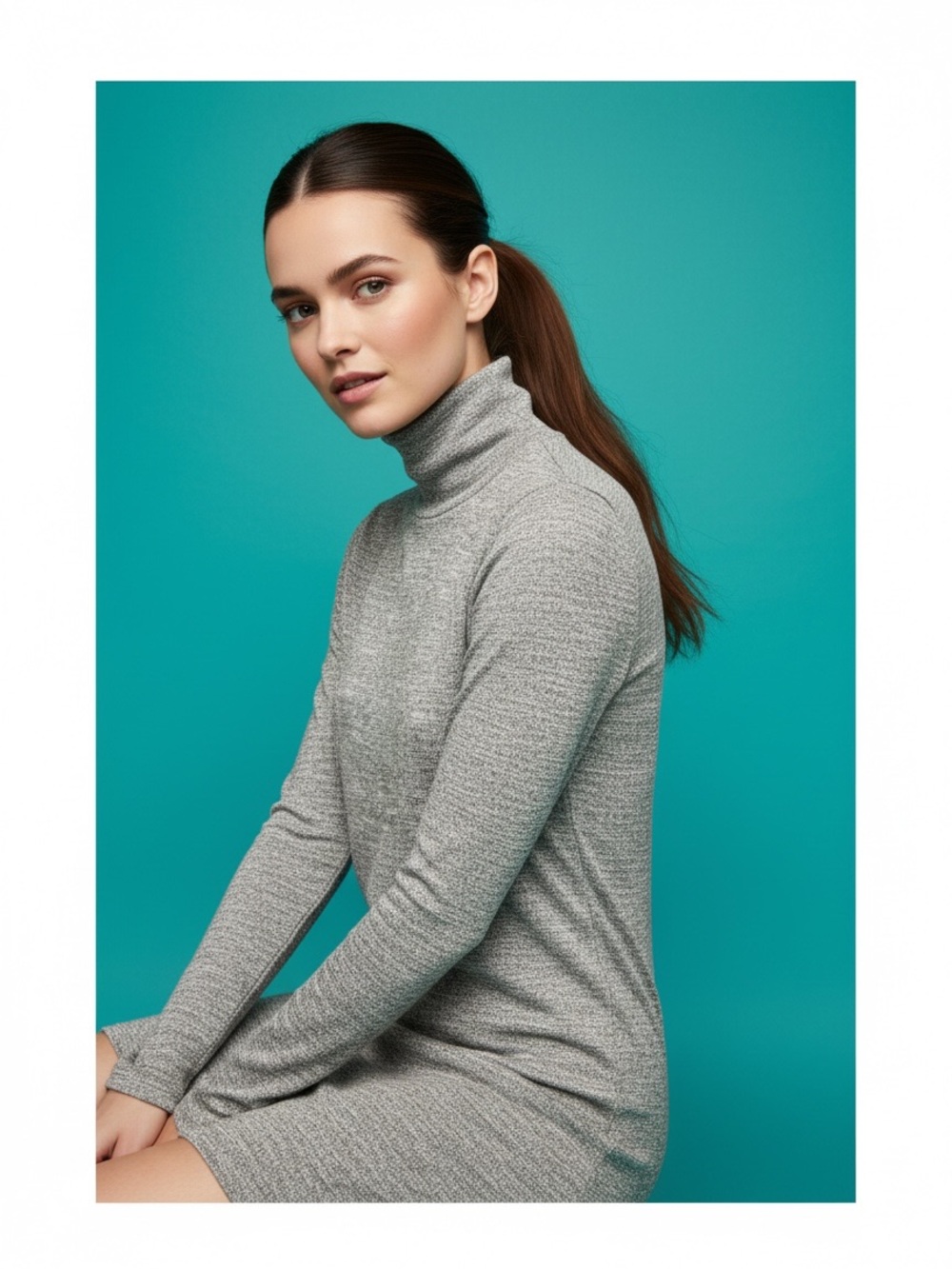 Wilfred Free Speckled Gray High Neck Stretchy Knit Dress Size S